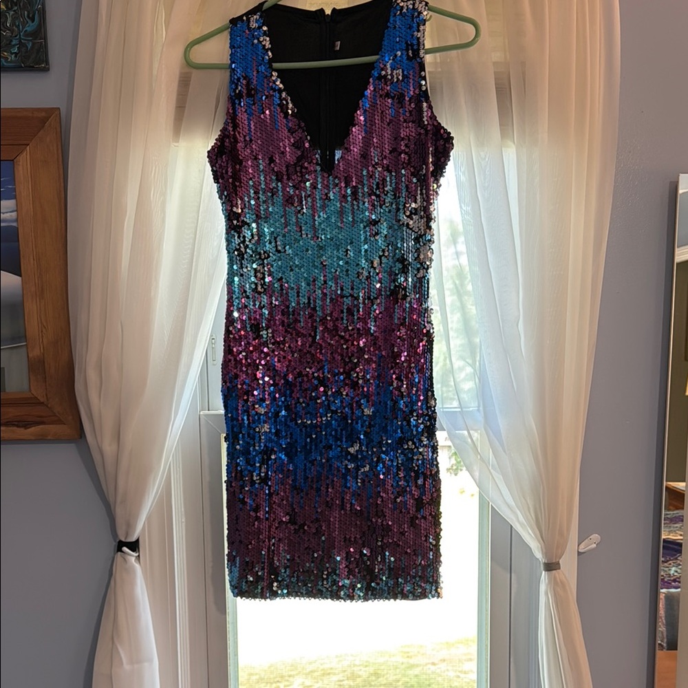 Vibrant Blue and Purple Mini Dress